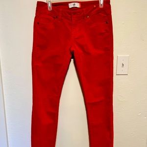 CABI Red Stretch Super Skinny Corduroy Jeans Pants Low Rise Women's Size 2